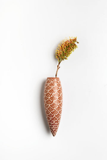 Lootra Hand-Painted Wall Hanging Vase Brick Red with Bows