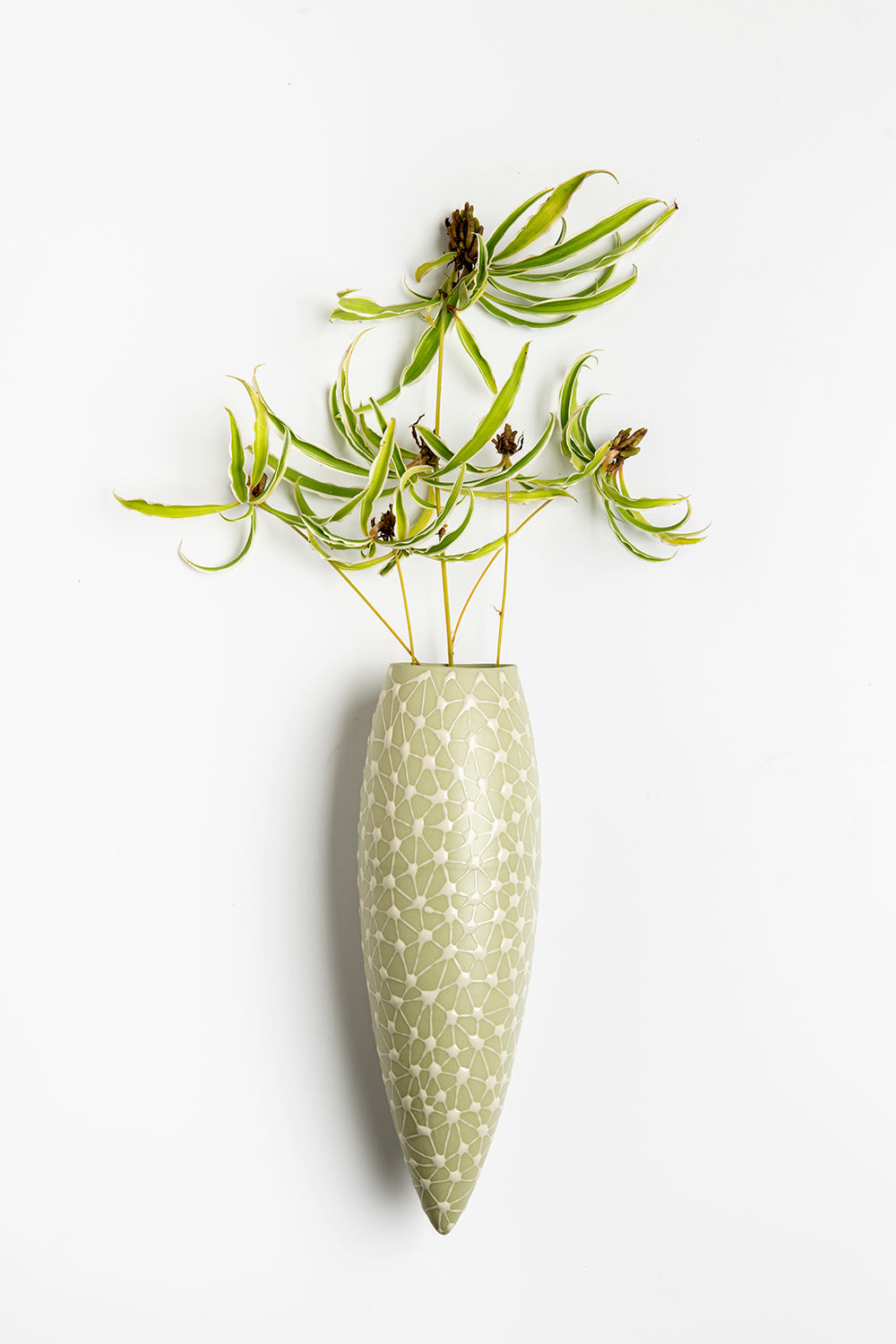 Lootra Hand-Painted Wall Hanging Vase Antique Green with Stars